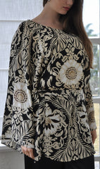 Kaftan Blouse Mocca, Aubergine Paisley -SALE