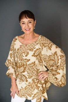 Kaftan Mocca & Cream Paisley Blouse -SALE